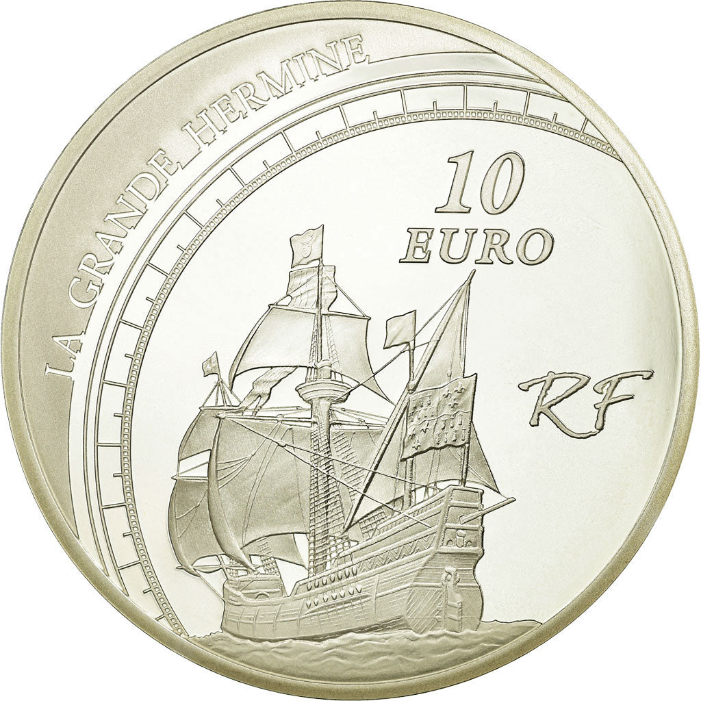 France, 10 Euro, Jacques Cartier, 2011, BE, MS(65-70), Silver, KM:1795