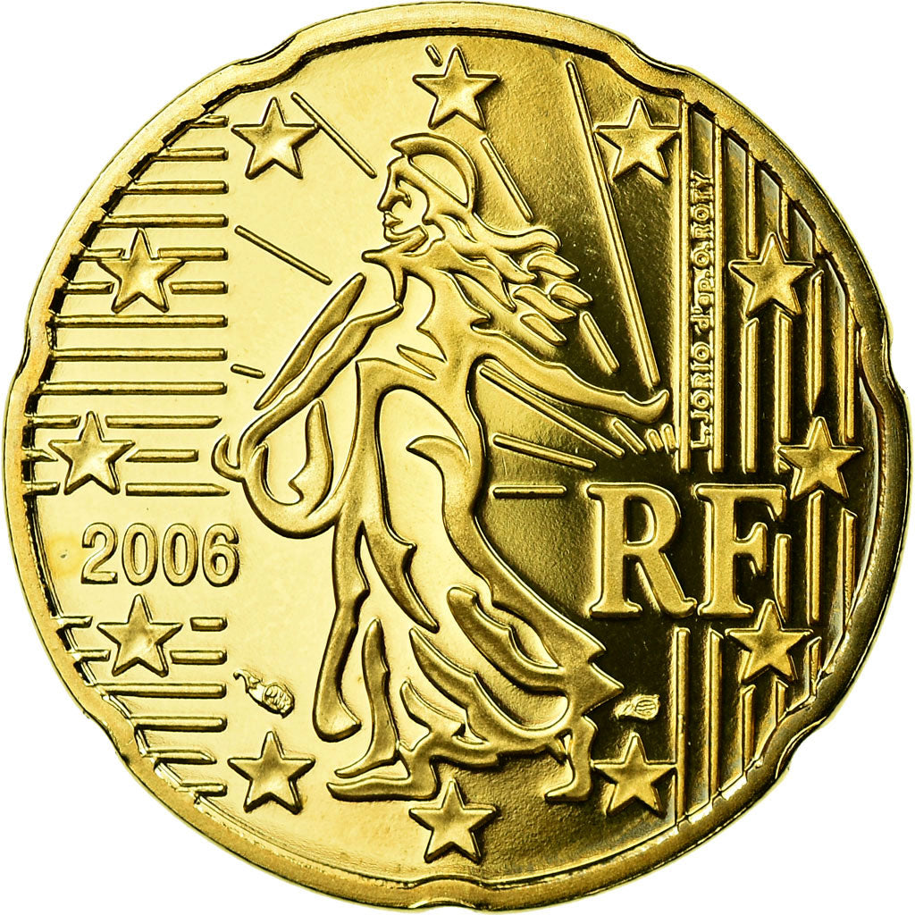 France, 20 Euro Cent, 2006, BE, MS(65-70), Brass, KM:1286