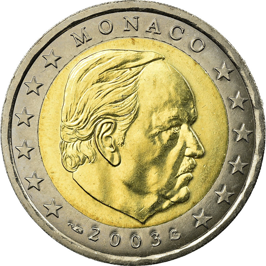 Monaco, 2 Euro, Prince Rainier III, 2003, AU(55-58), Bi-Metallic, KM:174