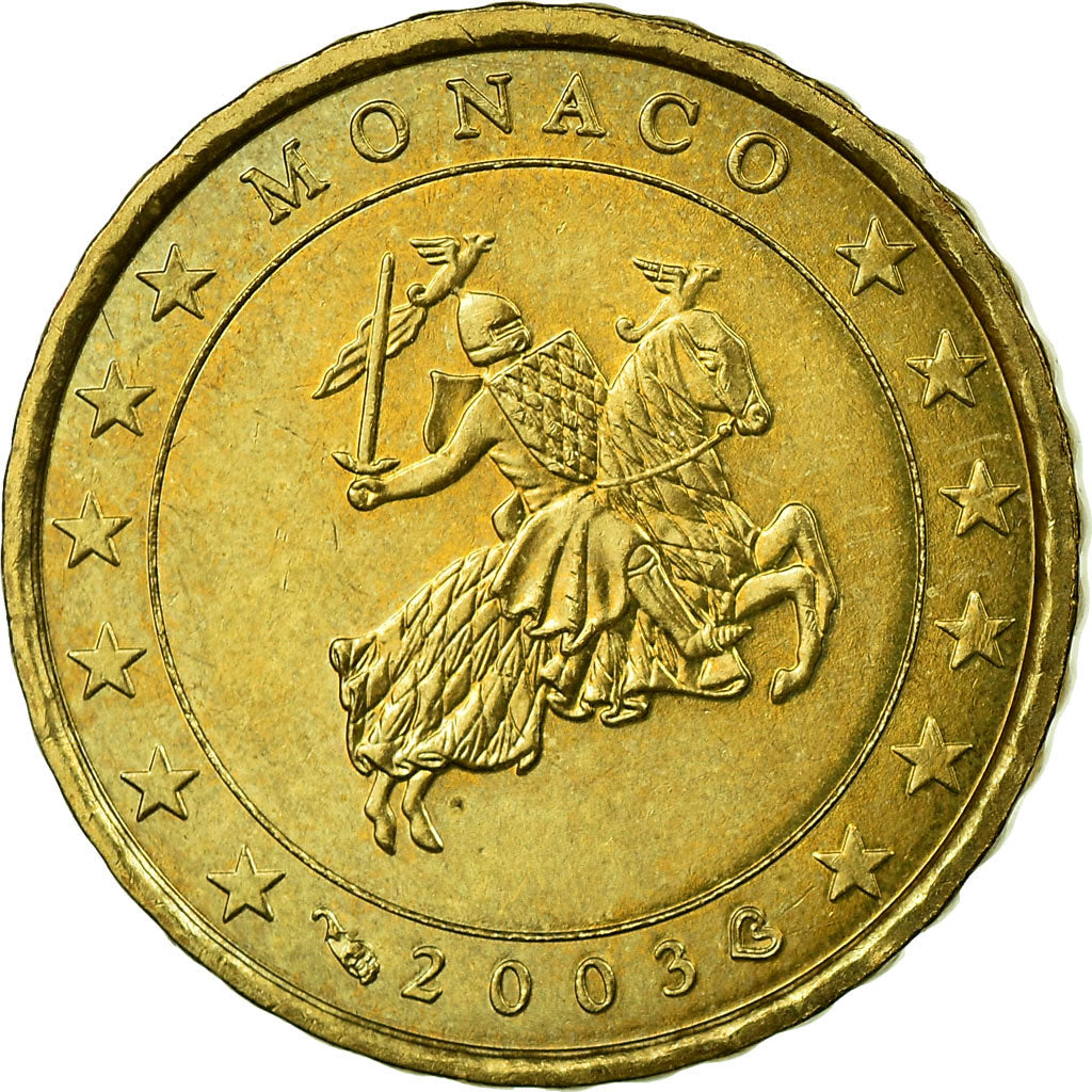 Monaco, 10 Euro Cent, 2003, AU(55-58), Brass, KM:170