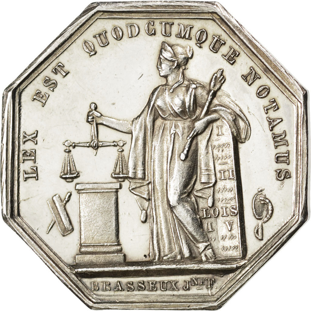 France, Notary, Token, AU(55-58), Silver, Lerouge #131, 12.74