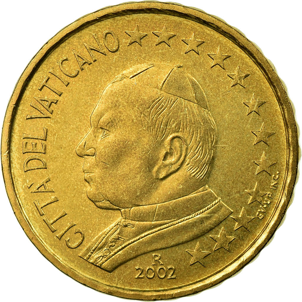 VATICAN CITY, 10 Euro Cent, 2002, MS(63), Brass, KM:344