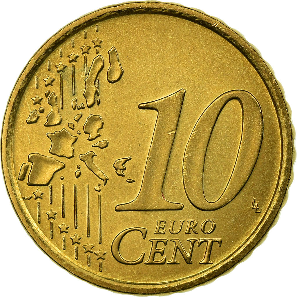 VATICAN CITY, 10 Euro Cent, 2002, MS(63), Brass, KM:344