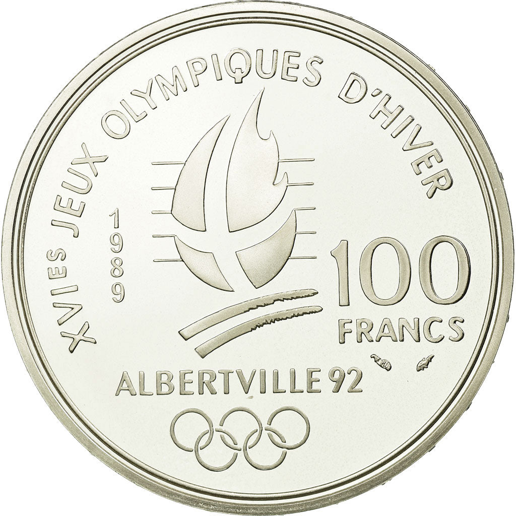 Monnaie, France, Patinage, 100 Francs, 1989, BE, SUP, Argent, Gadoury:C3, KM:972