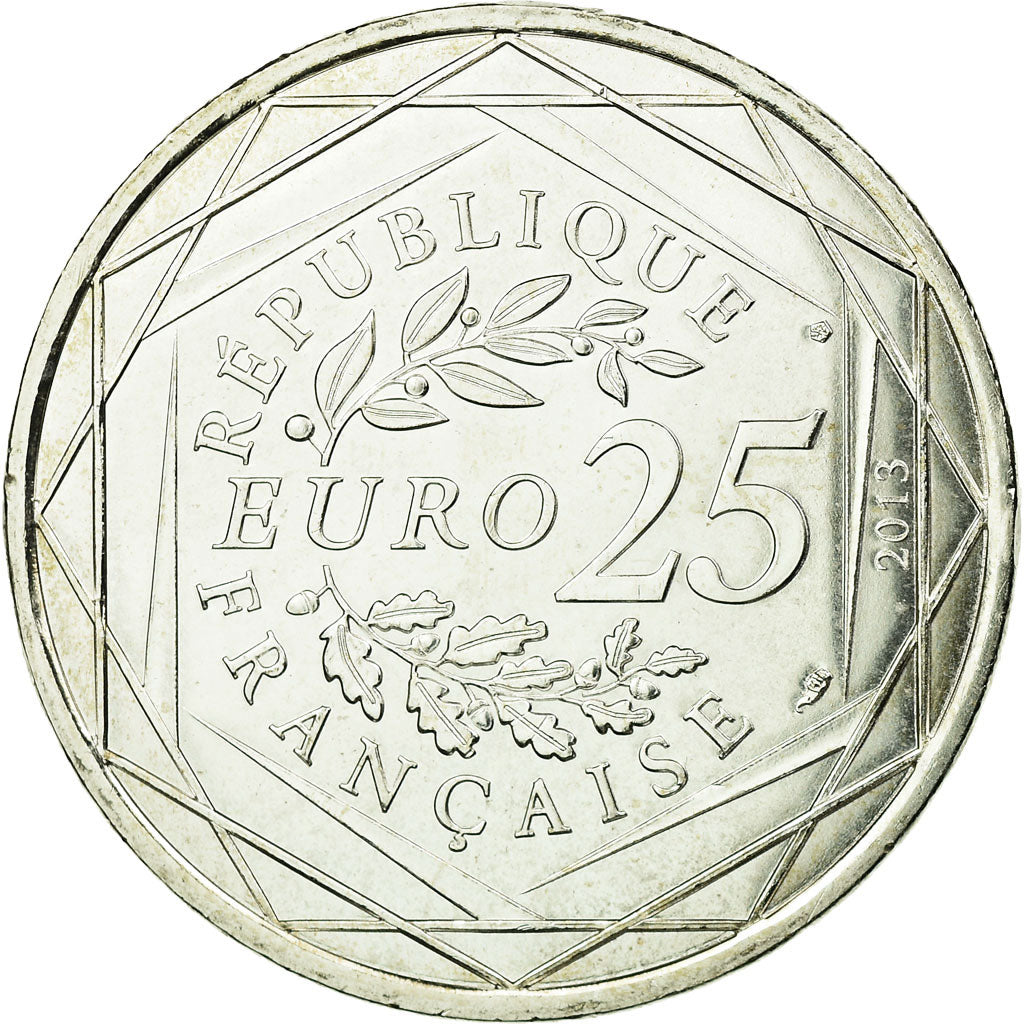 France, 25 Euro, Justice, 2013, MS(63), Silver