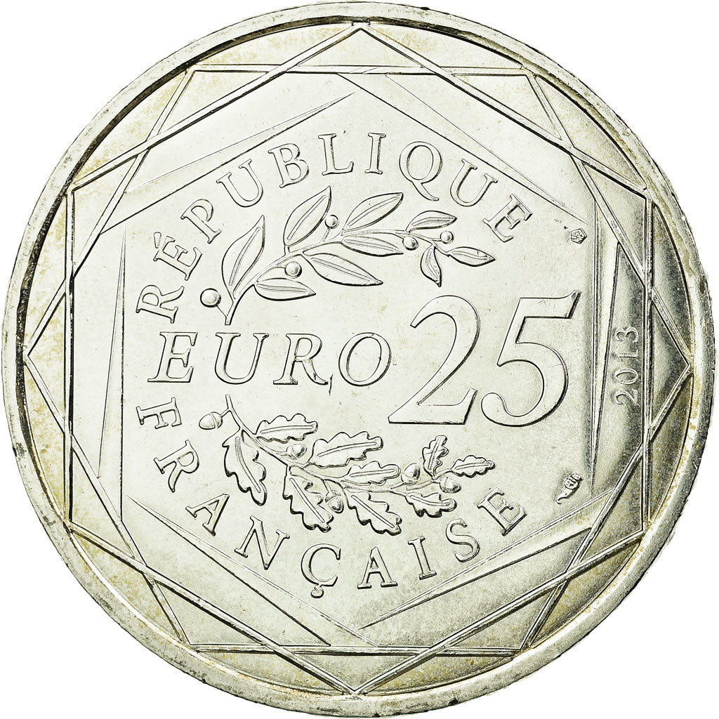 France, 25 Euro, Justice, 2013, MS(63), Silver
