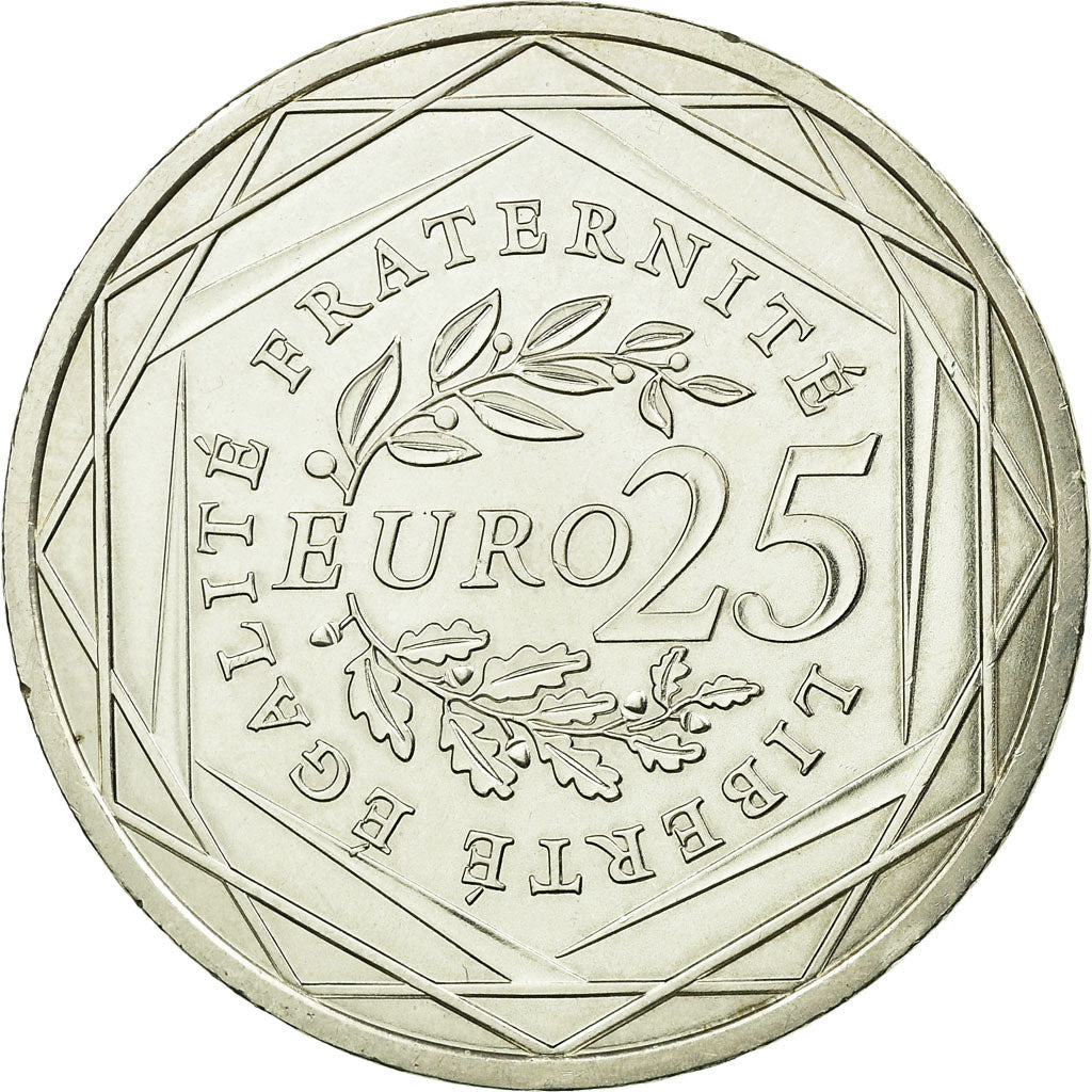 France, Semeuse, 25 Euro, 2009, MS(63), Silver, KM:1581
