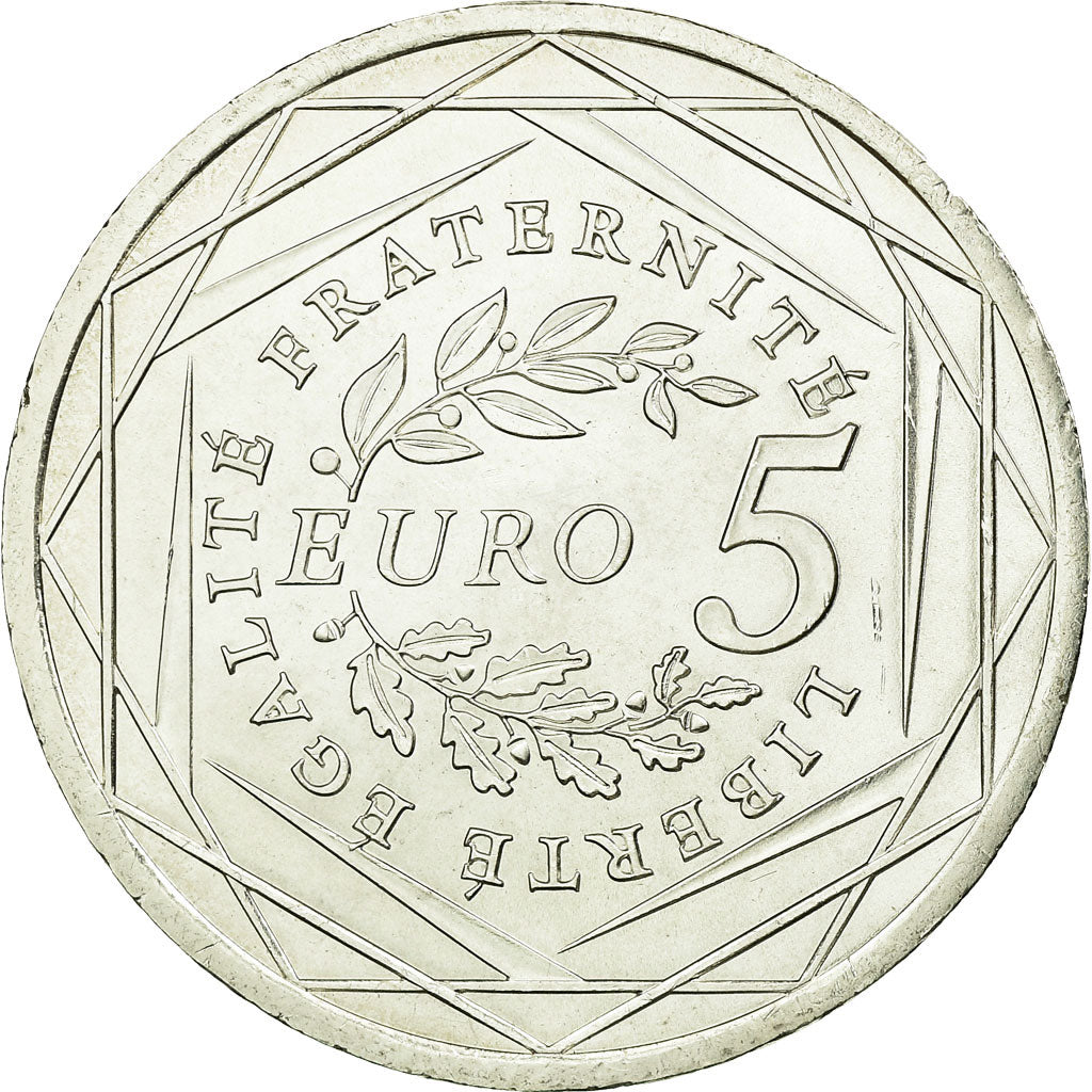 France, 5 Euro, Semeuse, 2008, AU(55-58), Silver, KM:1534