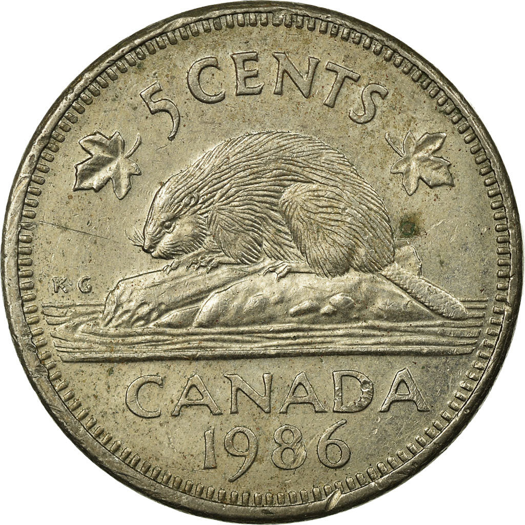 Coin, Canada, Elizabeth II, 5 Cents, 1986, Royal Canadian Mint, Ottawa