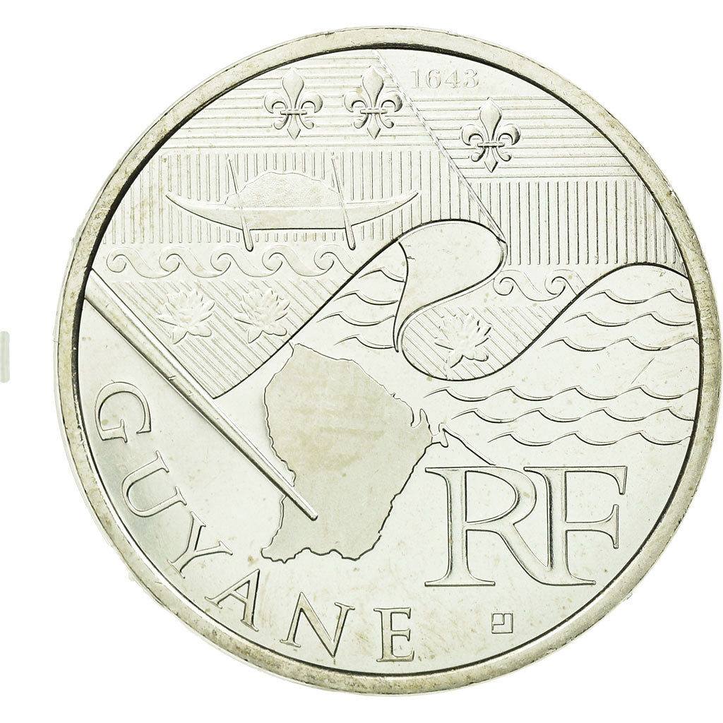 France, 10 Euro, Guyane, 2010, MS(63), Silver, Gadoury:EU399, KM:1654
