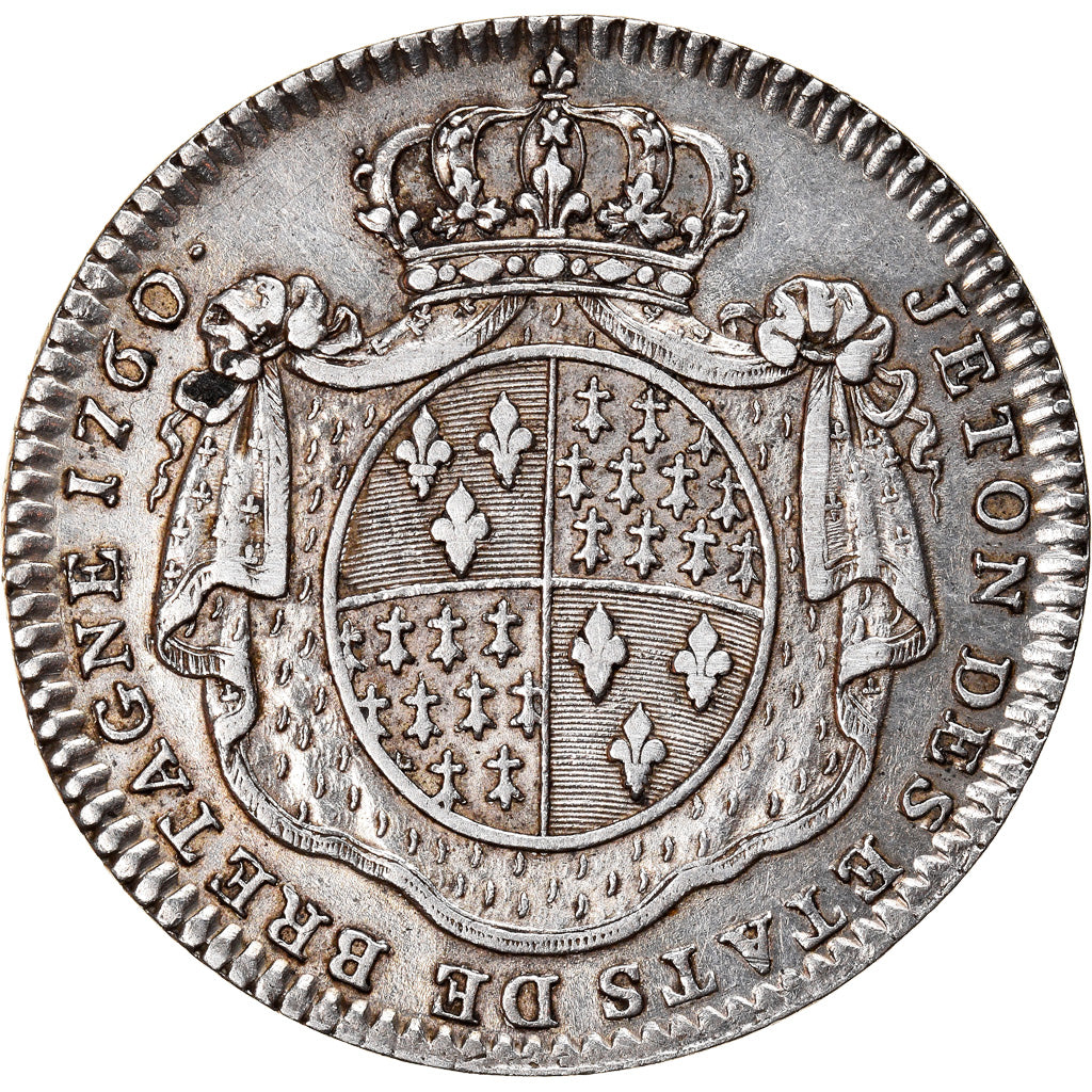 Francia, Token, Royal, Louis XV, États de Bretagne, Nantes, 1760, Röettiers