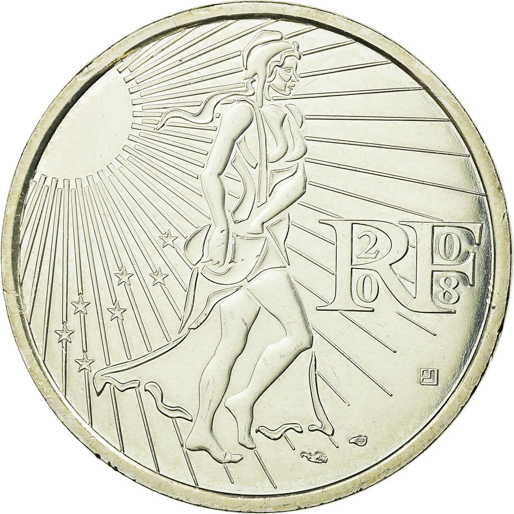 Francia, 15 Euro, Semeuse, 2008, SC, Plata, KM:1535