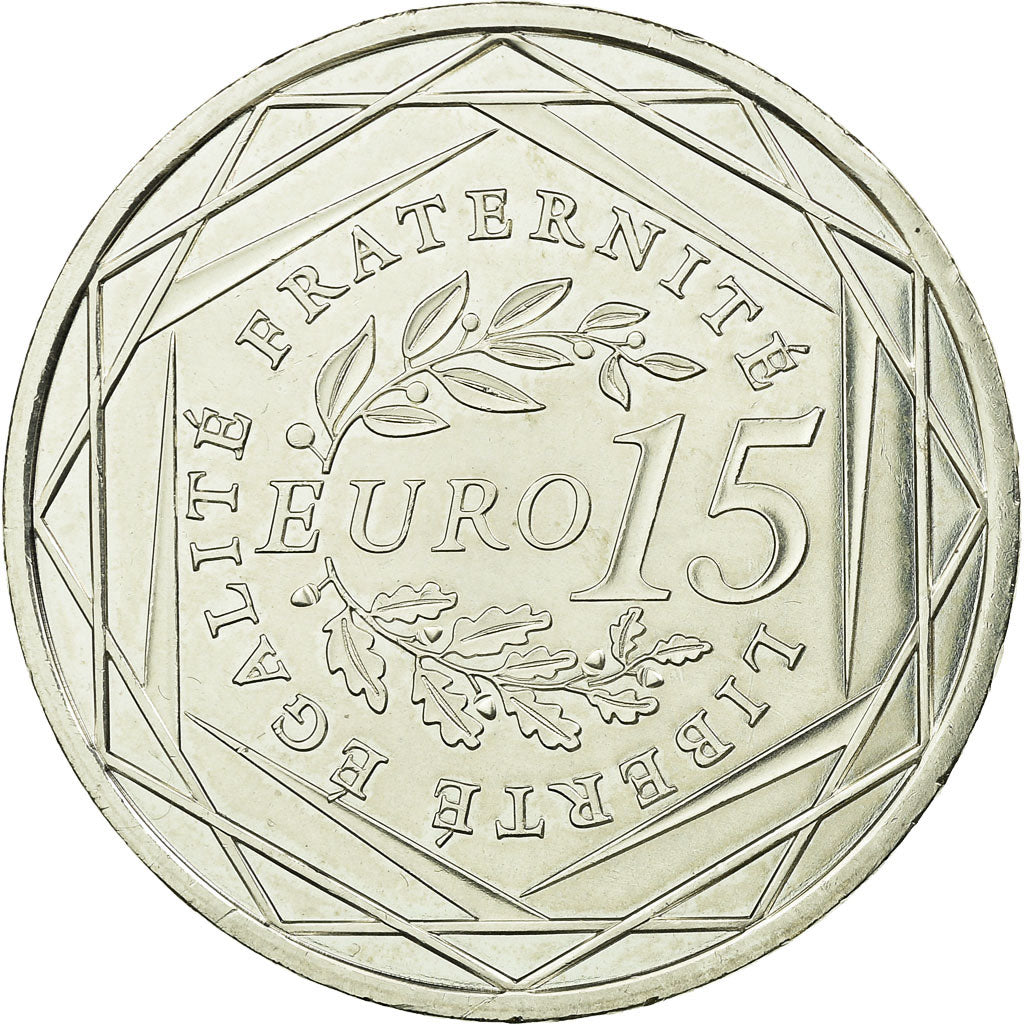 Francia, 15 Euro, Semeuse, 2008, SC, Plata, KM:1535