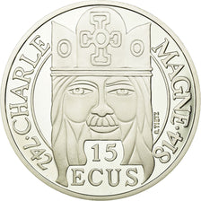 Coin, France, Charlemagne, 100 Francs-15 Ecus, 1990, BE, MS(65-70), Silver