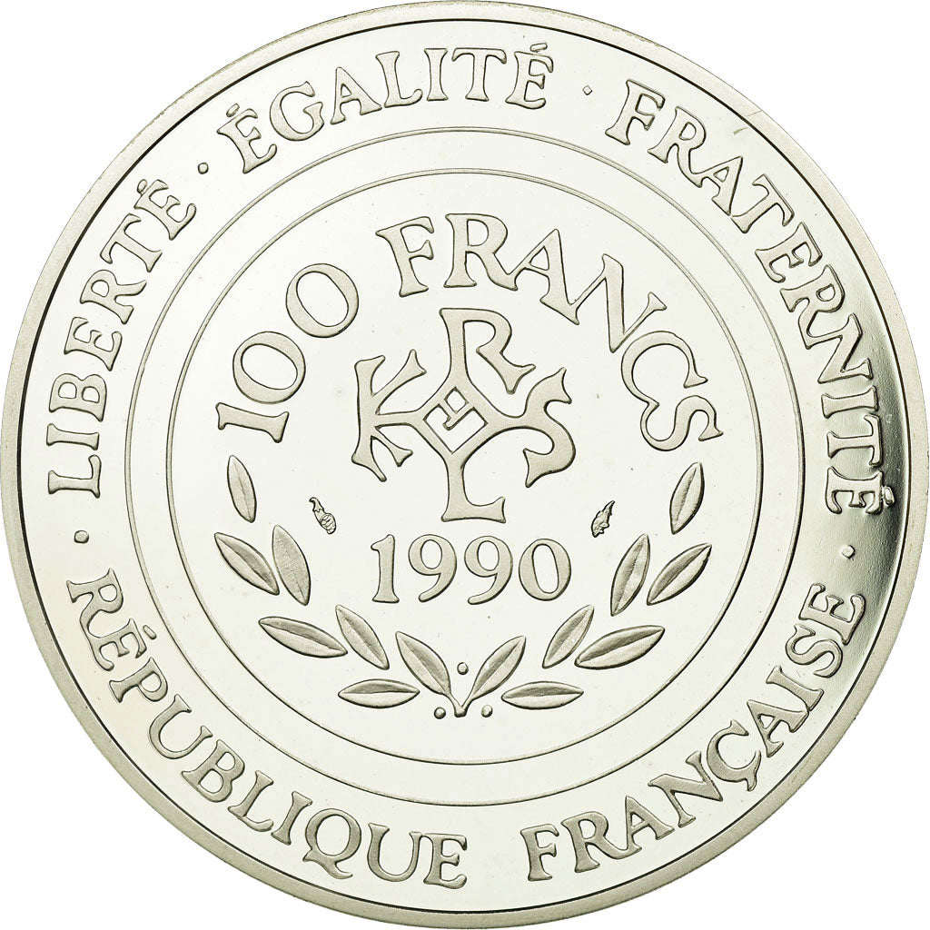 Coin, France, Charlemagne, 100 Francs-15 Ecus, 1990, BE, MS(65-70), Silver