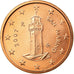 San Marino, Euro Cent, 2007, MS(65-70), Copper Plated Steel, KM:440