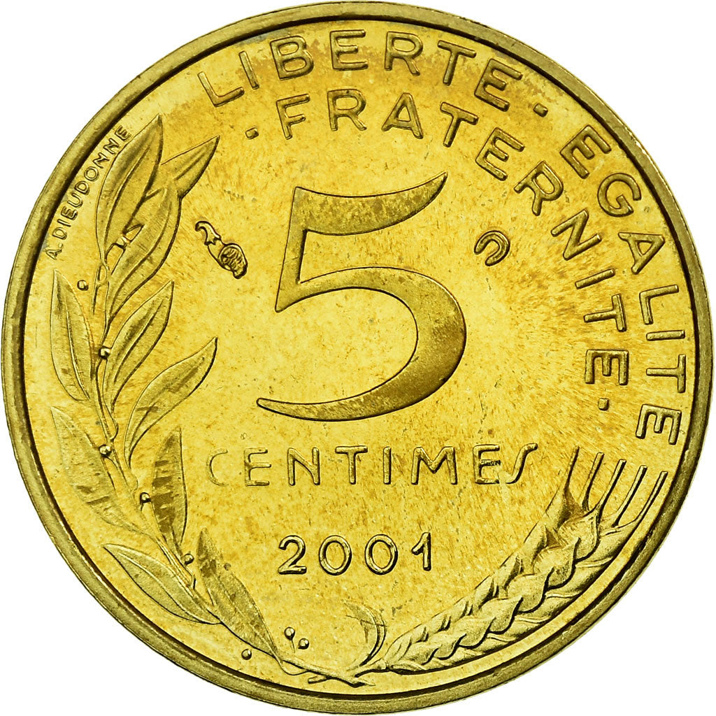 Coin, France, Marianne, 5 Centimes, 2001, Paris, BE, MS(65-70), Aluminum-Bronze