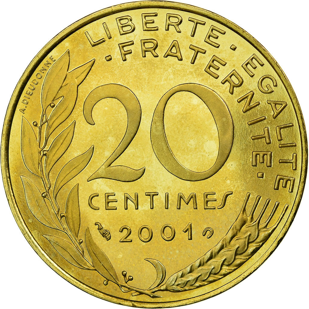 Münze, Frankreich, Marianne, 20 Centimes, 2001, Paris, BE, STGL