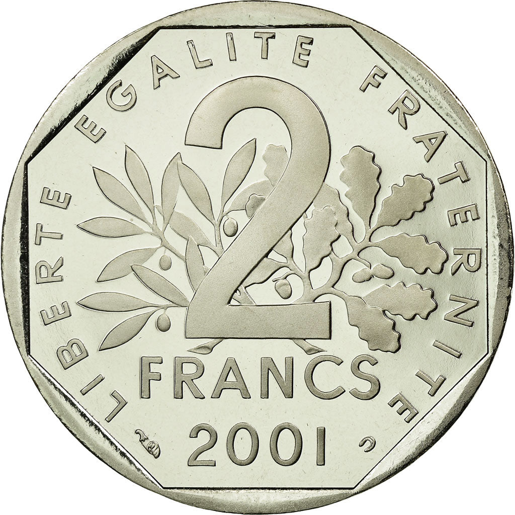 Moneta, Francia, Semeuse, 2 Francs, 2001, Paris, BE, FDC, Nichel, KM:942.2