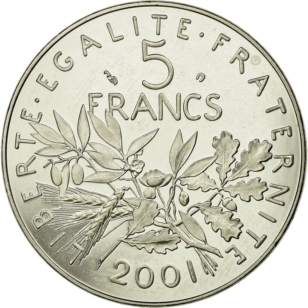 Moneda, Francia, Semeuse, 5 Francs, 2001, Paris, BE, FDC, Níquel recubierto de