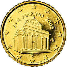 San Marino, 10 Euro Cent, 2008, Proof, MS(65-70), Brass, KM:482