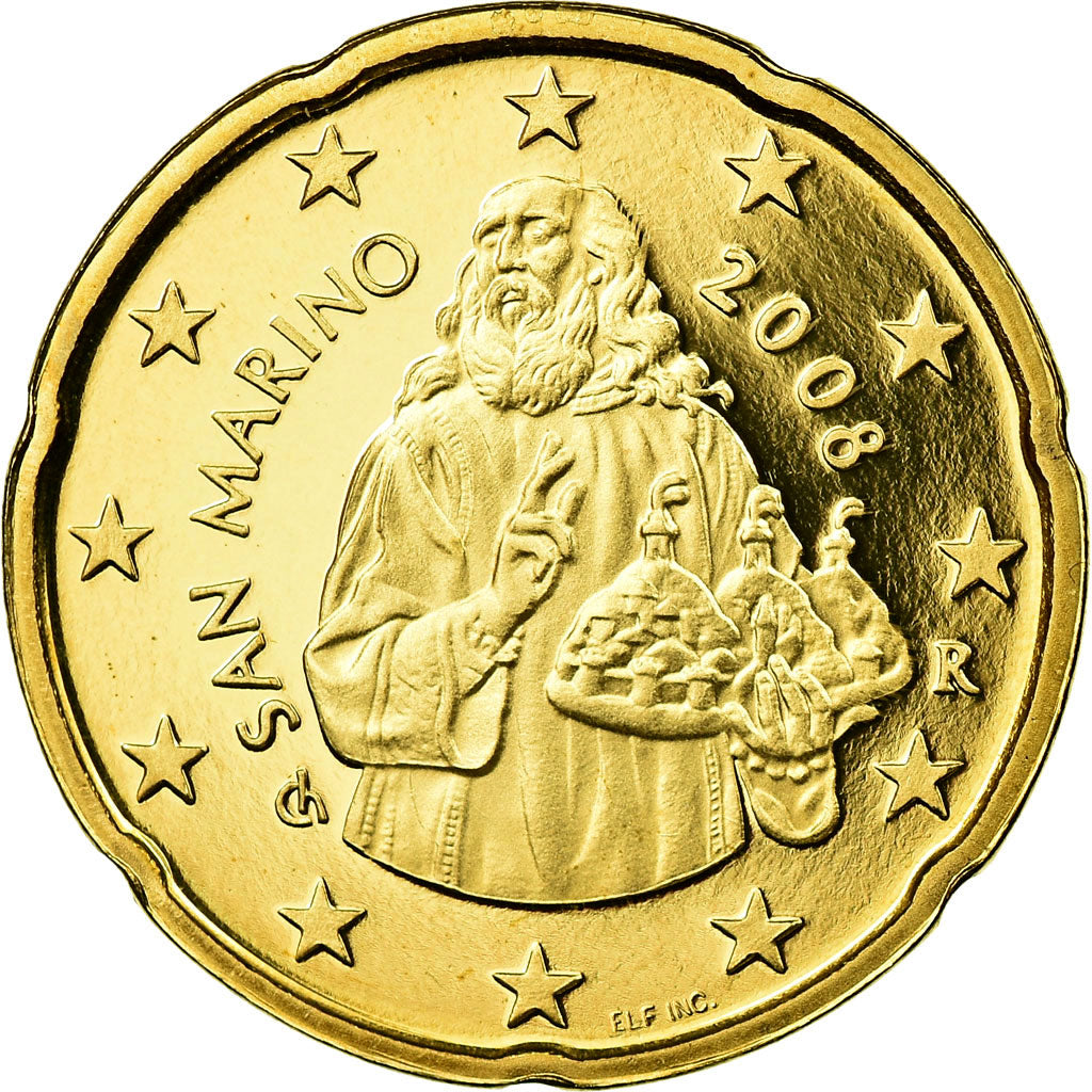 San Marino, 20 Euro Cent, 2008, Proof, FDC, Latón, KM:483
