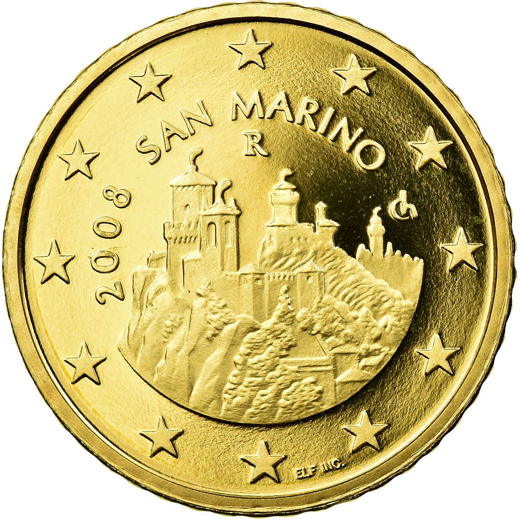 San Marino, 50 Euro Cent, 2008, Proof, MS(65-70), Brass, KM:484