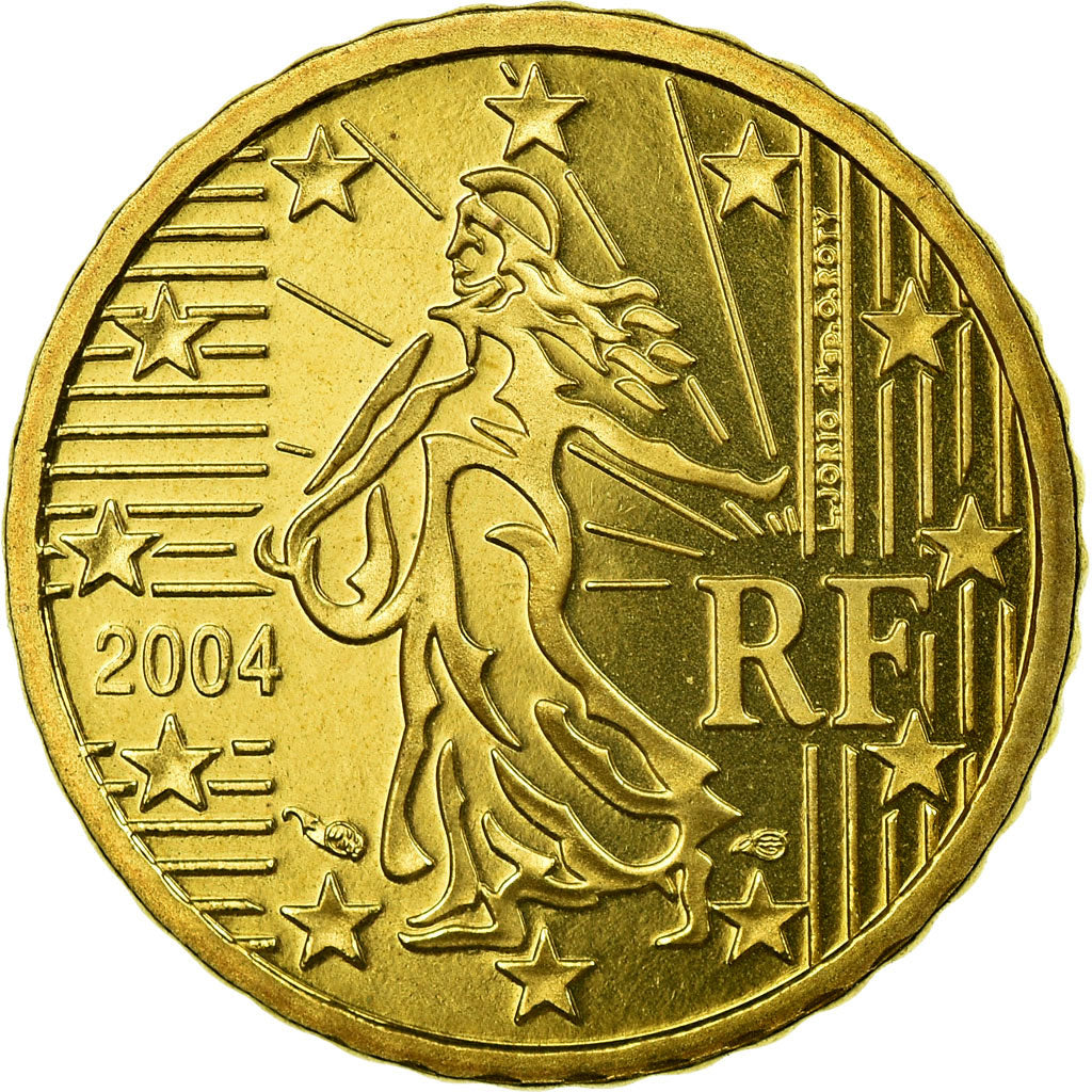 France, 10 Euro Cent, 2004, BE, MS(65-70), Brass, KM:1285