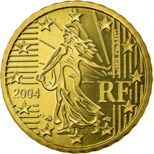 France, 10 Euro Cent, 2004, BE, MS(65-70), Brass, KM:1285