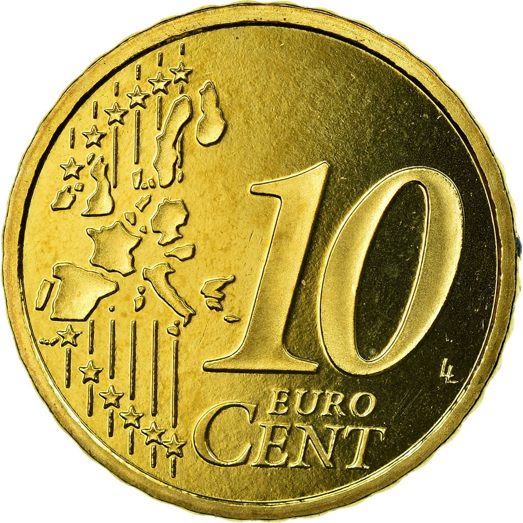 France, 10 Euro Cent, 2004, BE, MS(65-70), Brass, KM:1285