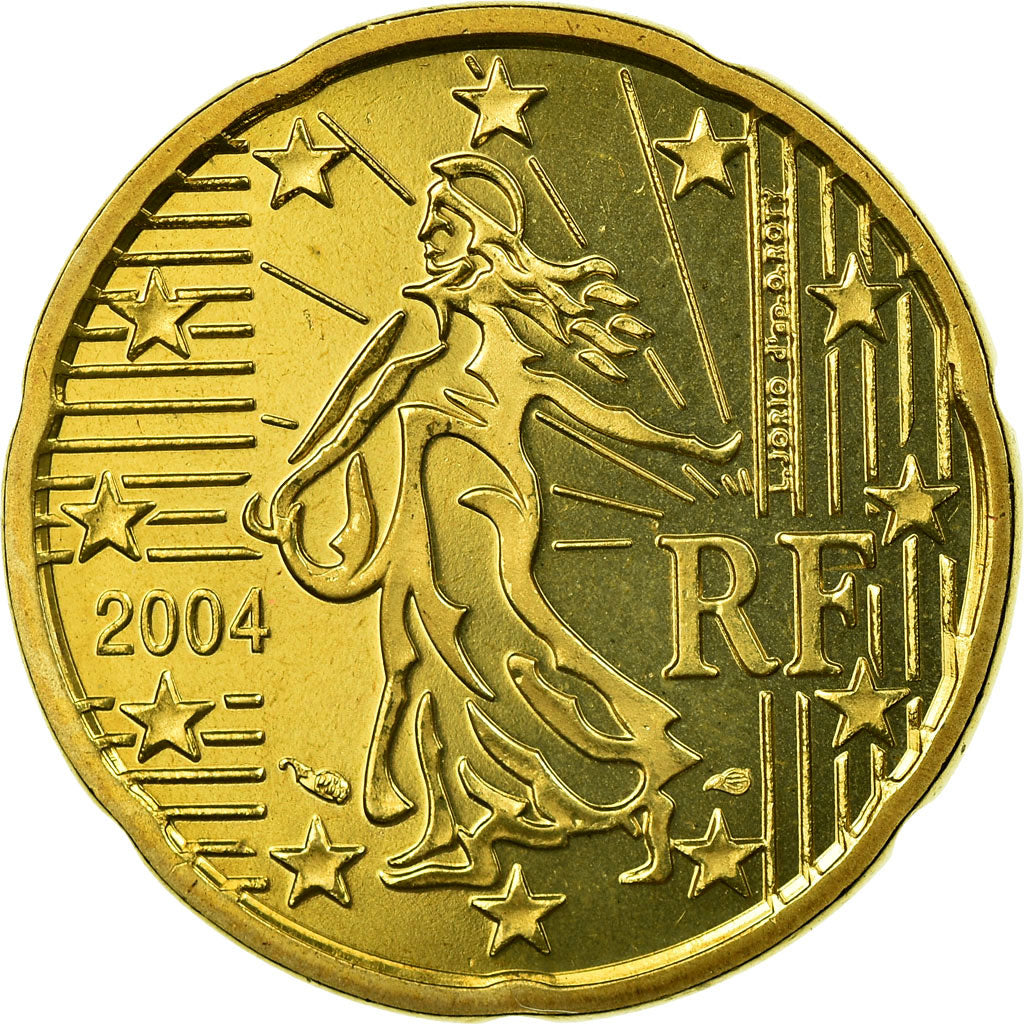 Francia, 20 Euro Cent, 2004, BE, FDC, Latón, KM:1286