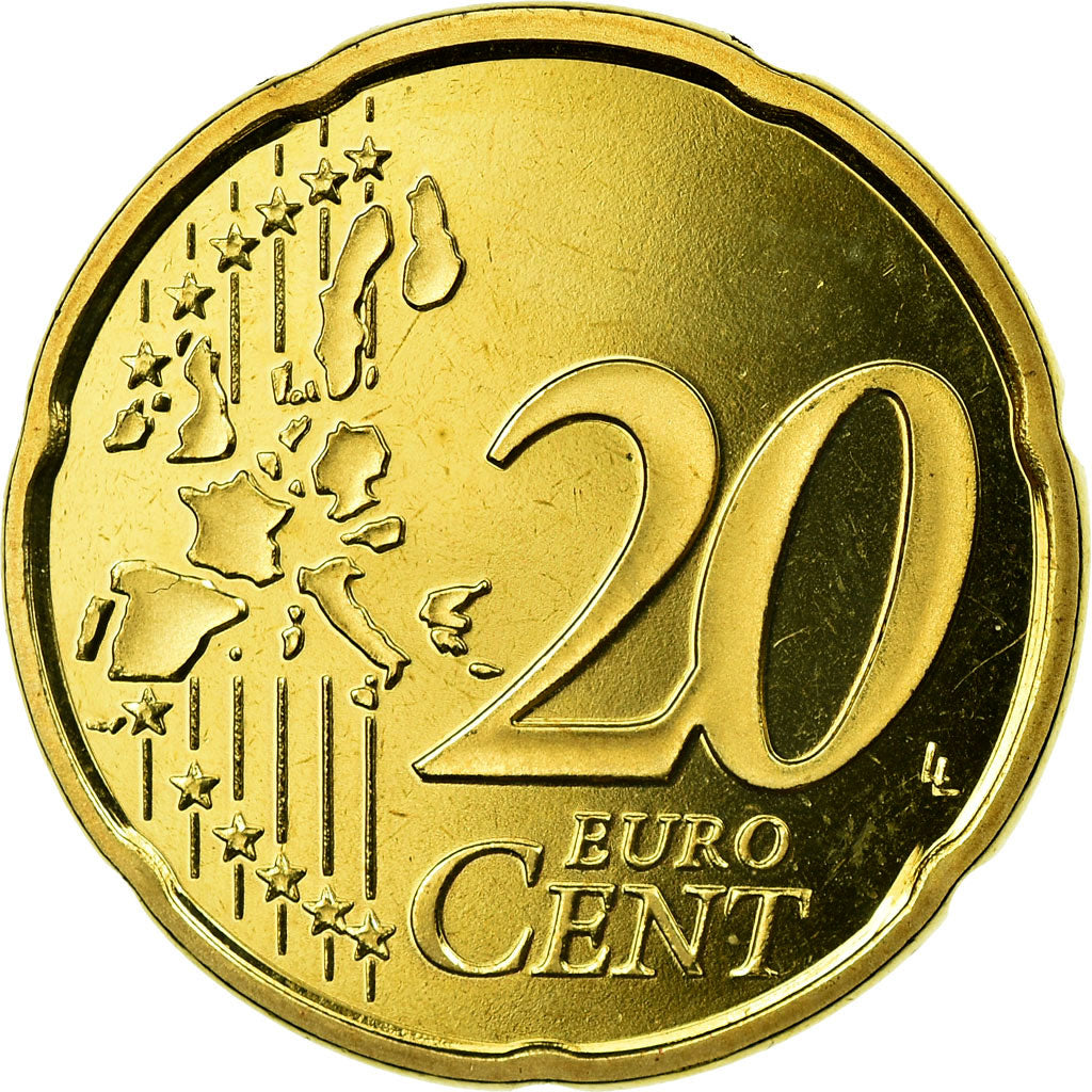 Francia, 20 Euro Cent, 2004, BE, FDC, Latón, KM:1286