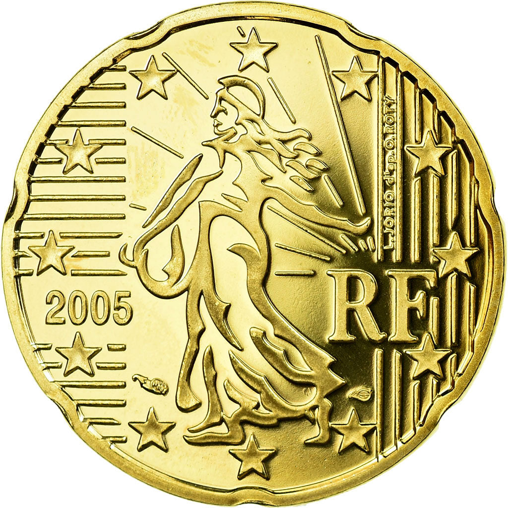 France, 20 Euro Cent, 2005, BE, MS(65-70), Brass, KM:1286