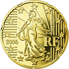 France, 20 Euro Cent, 2005, BE, MS(65-70), Brass, KM:1286
