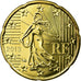 France, 20 Euro Cent, 2013, MS(65-70), Brass, KM:1411