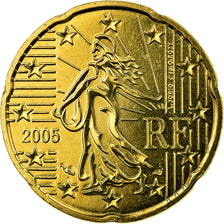 France, 20 Euro Cent, 2005, MS(65-70), Brass, KM:1286
