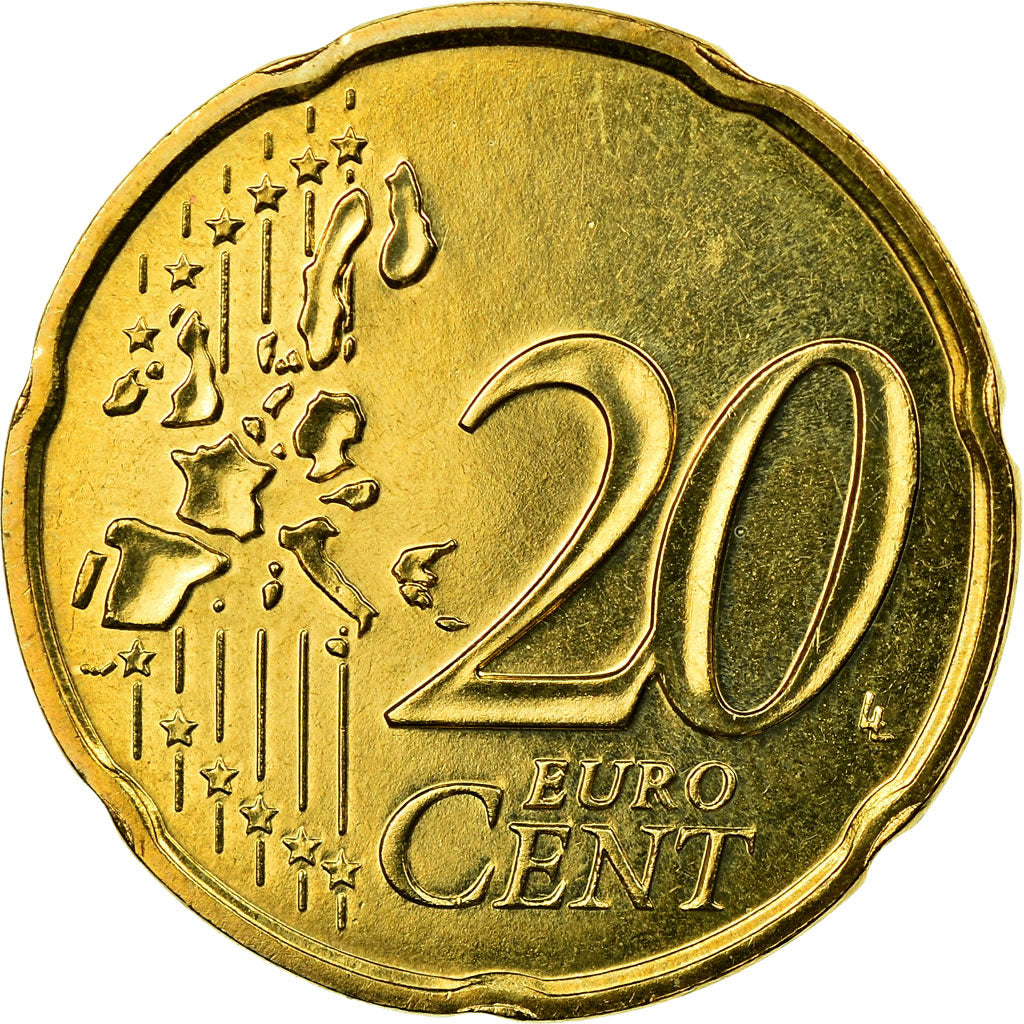 France, 20 Euro Cent, 2005, MS(65-70), Brass, KM:1286