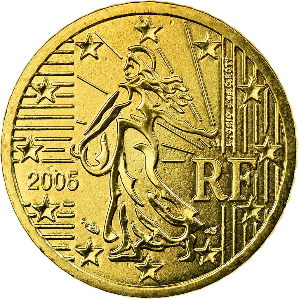 France, 50 Euro Cent, 2005, MS(65-70), Brass, KM:1287