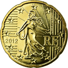 France, 20 Euro Cent, 2012, MS(65-70), Brass, KM:1411