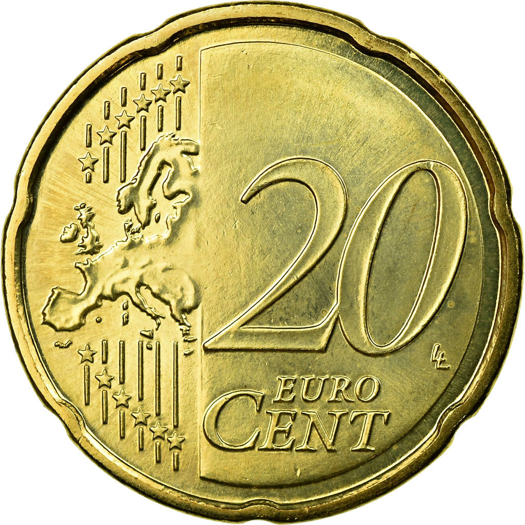 France, 20 Euro Cent, 2012, MS(65-70), Brass, KM:1411