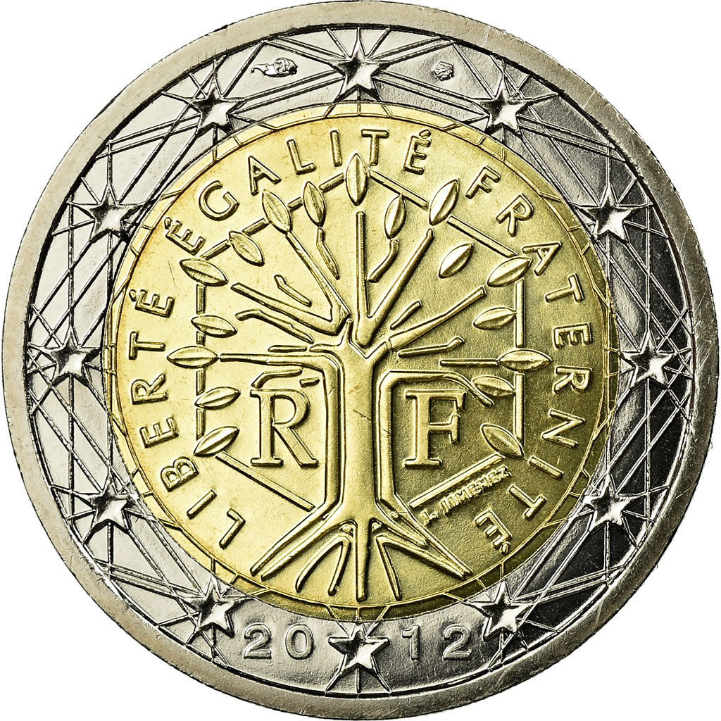 France, 2 Euro, 2012, MS(65-70), Bi-Metallic, KM:1414