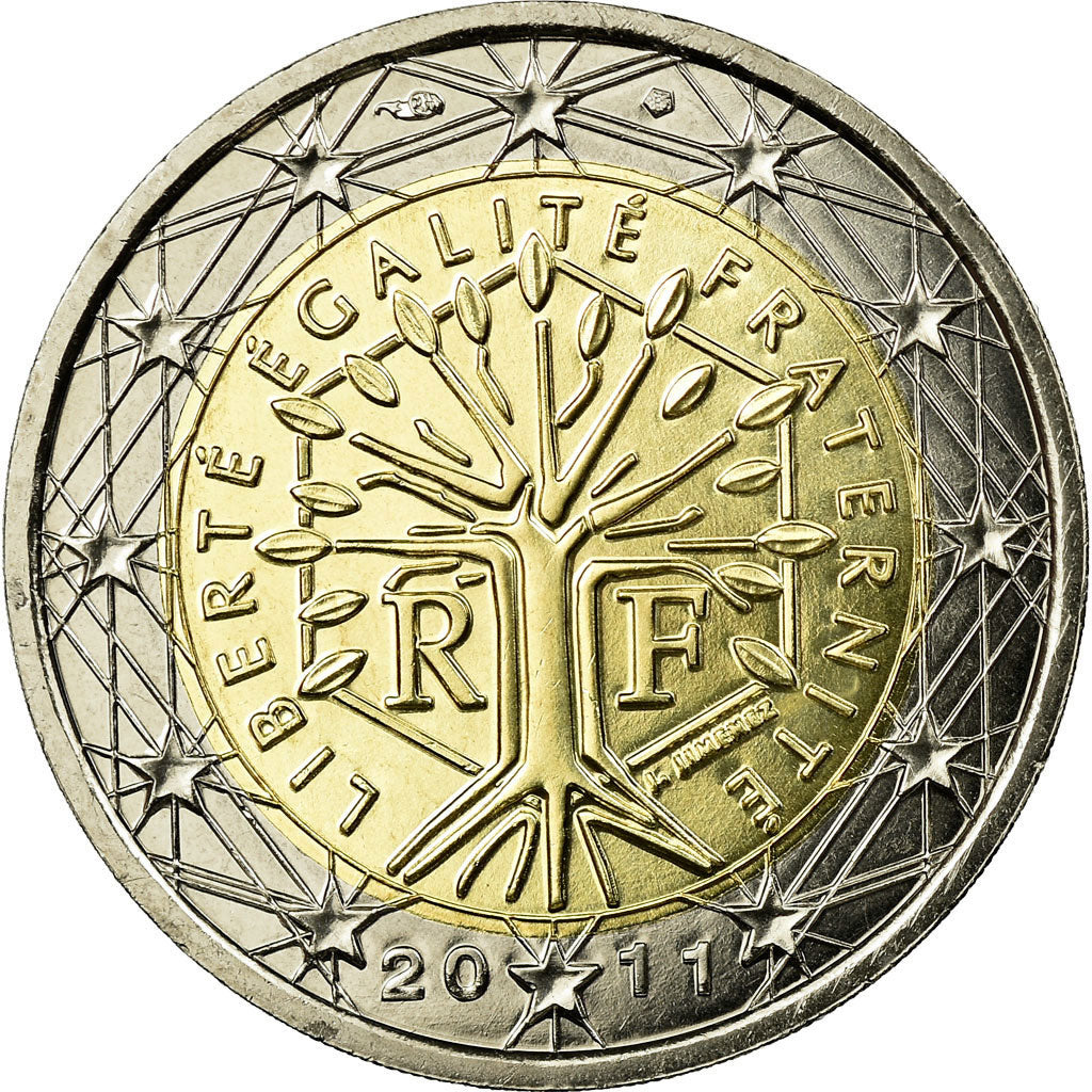 France, 2 Euro, 2011, MS(65-70), Bi-Metallic, KM:1414