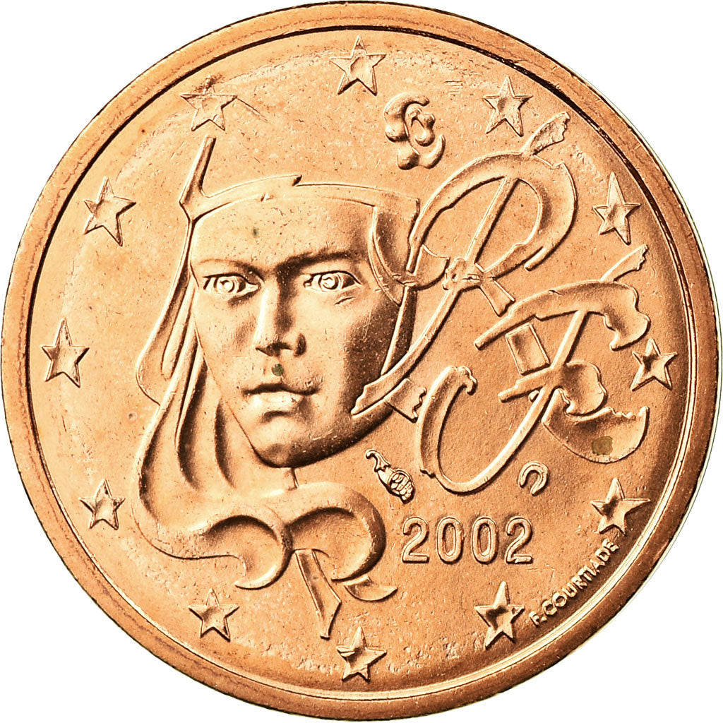 France, 2 Euro Cent, 2002, MS(65-70), Copper Plated Steel, Gadoury:2, KM:1283