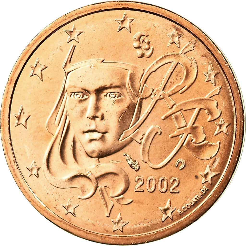 France, 2 Euro Cent, 2002, MS(65-70), Copper Plated Steel, Gadoury:2, KM:1283