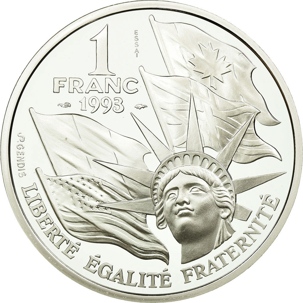 Coin, France, Débarquement, Franc, 1993, Paris, ESSAI, MS(65-70), Silver