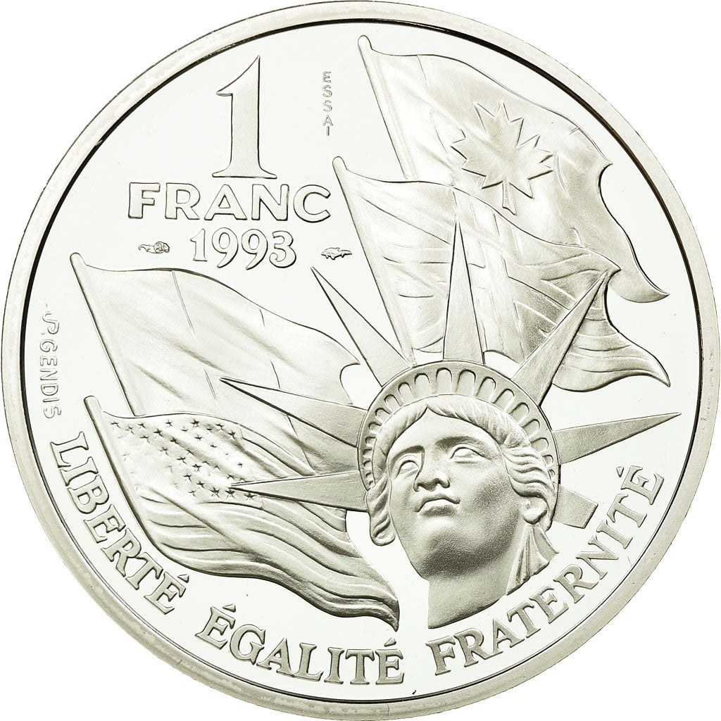Coin, France, Débarquement, Franc, 1993, Paris, ESSAI, MS(65-70), Silver