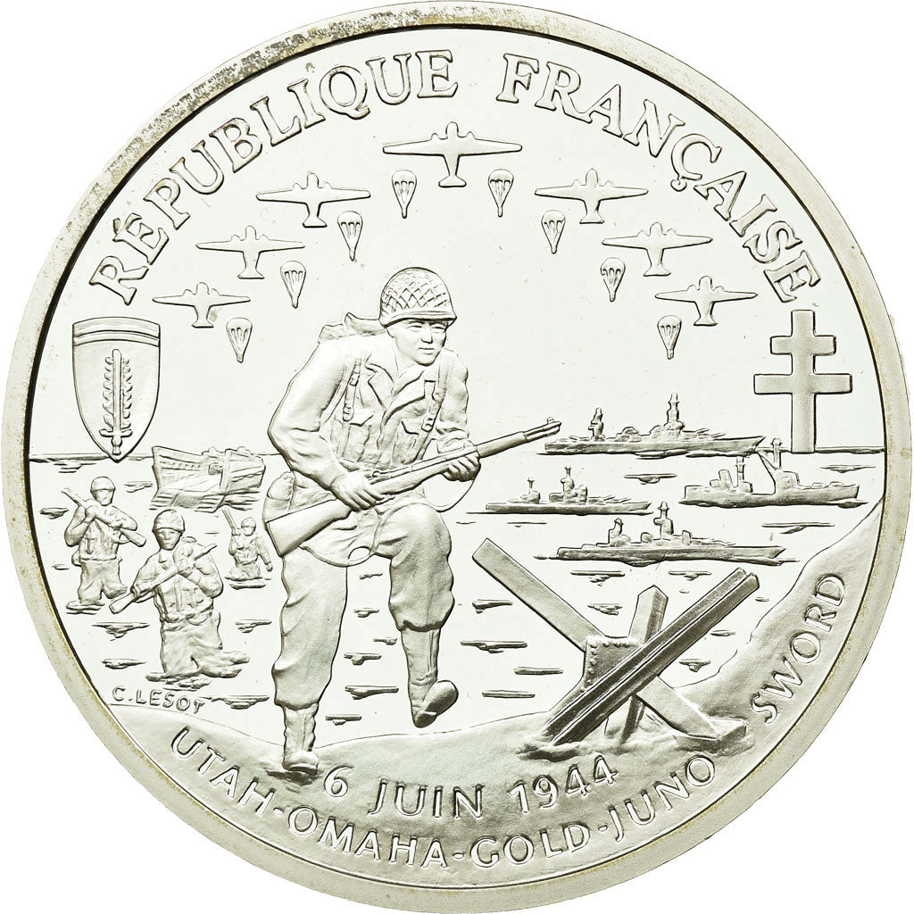 Monnaie, France, Débarquement, Franc, 1993, Paris, BE, FDC, Argent