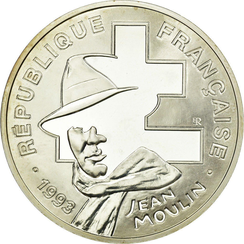 Coin, France, Jean Moulin, 100 Francs, 1993, BE, MS(63), Silver, KM:1023