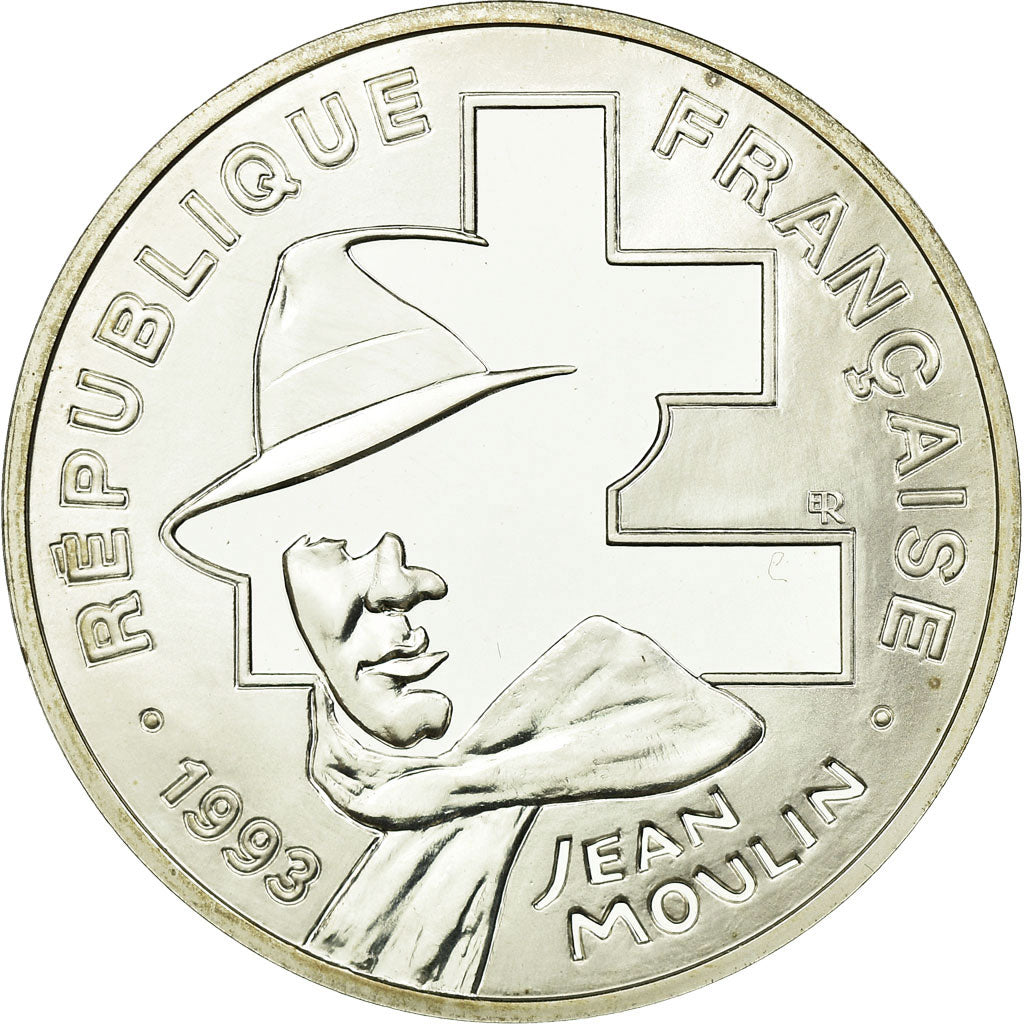 Monnaie, France, Jean Moulin, 100 Francs, 1993, BE, SPL, Argent, Gadoury:C39