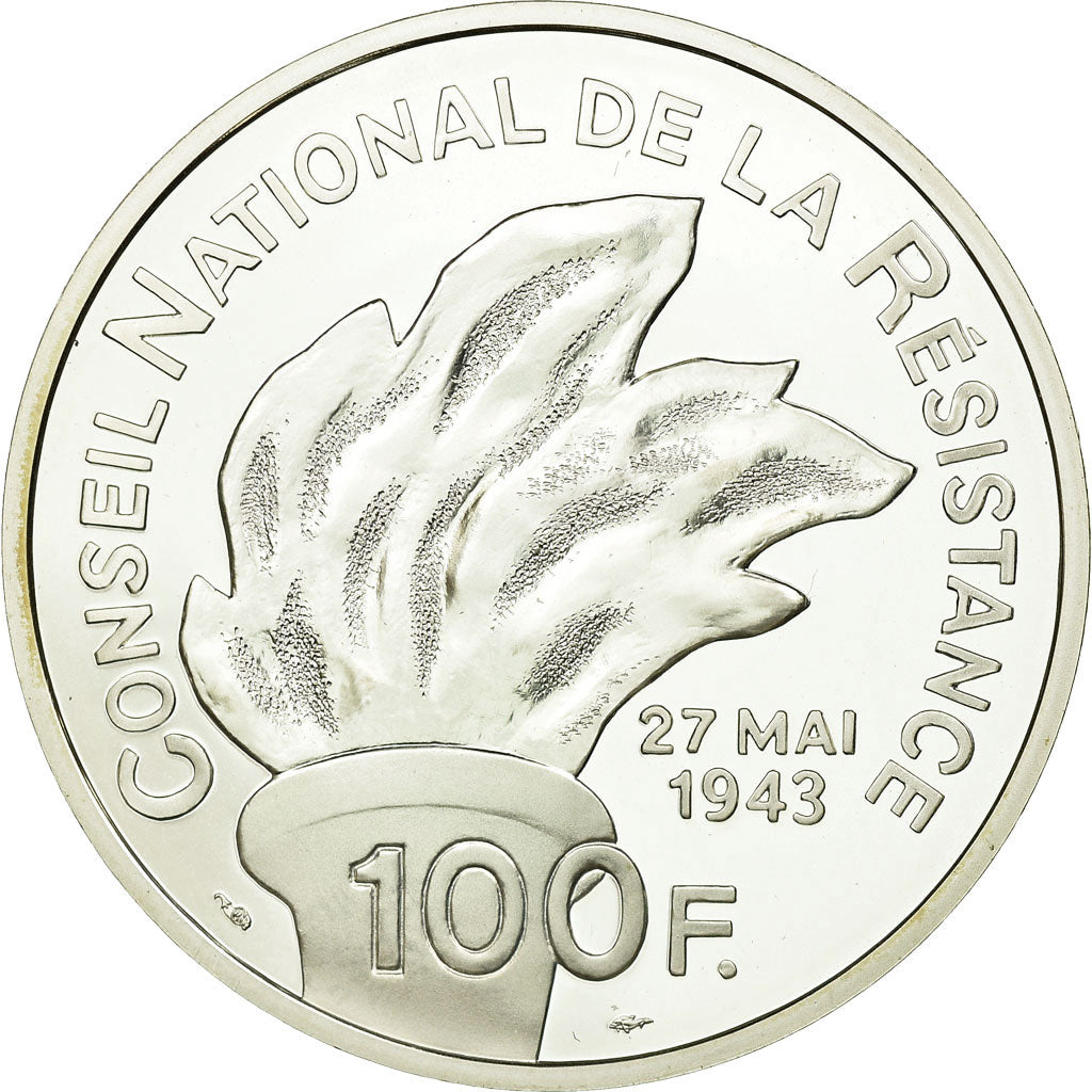 Monnaie, France, Jean Moulin, 100 Francs, 1993, BE, FDC, Argent, Gadoury:C39